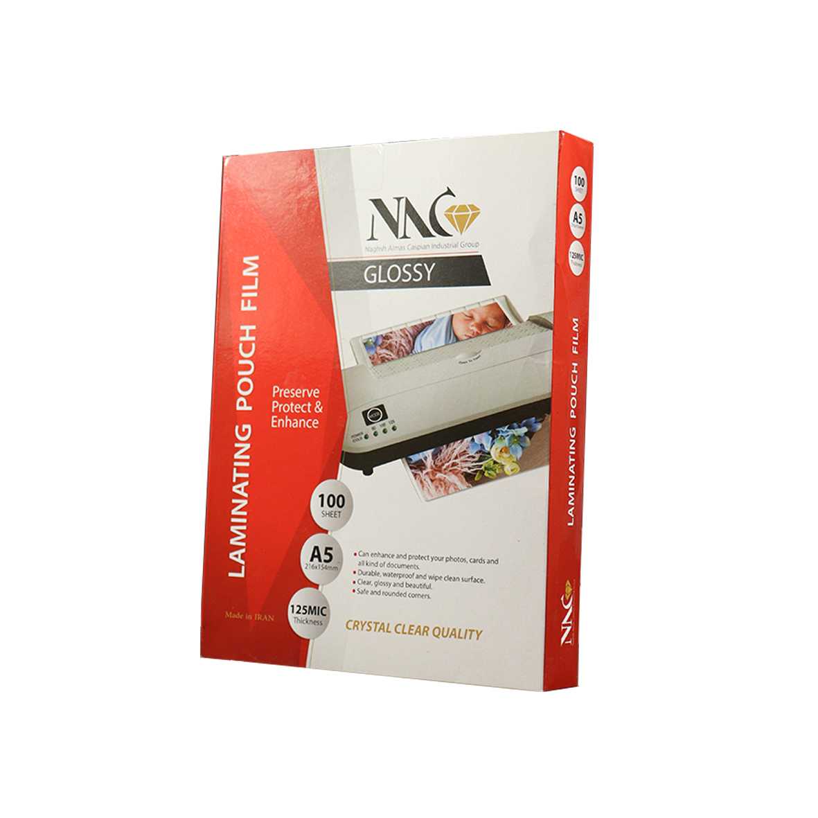 طلق پرس لمینت براق 125 میکرون A5 مدل NAC ان ای سی