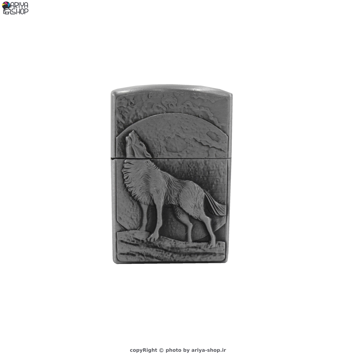 فندک خام زیپو گازی چاپ سابلیمیشن طرح گرگ درحال زوزه